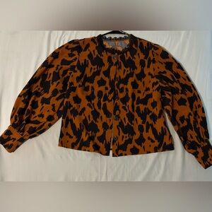 Leopard Print Button-Up Blouse